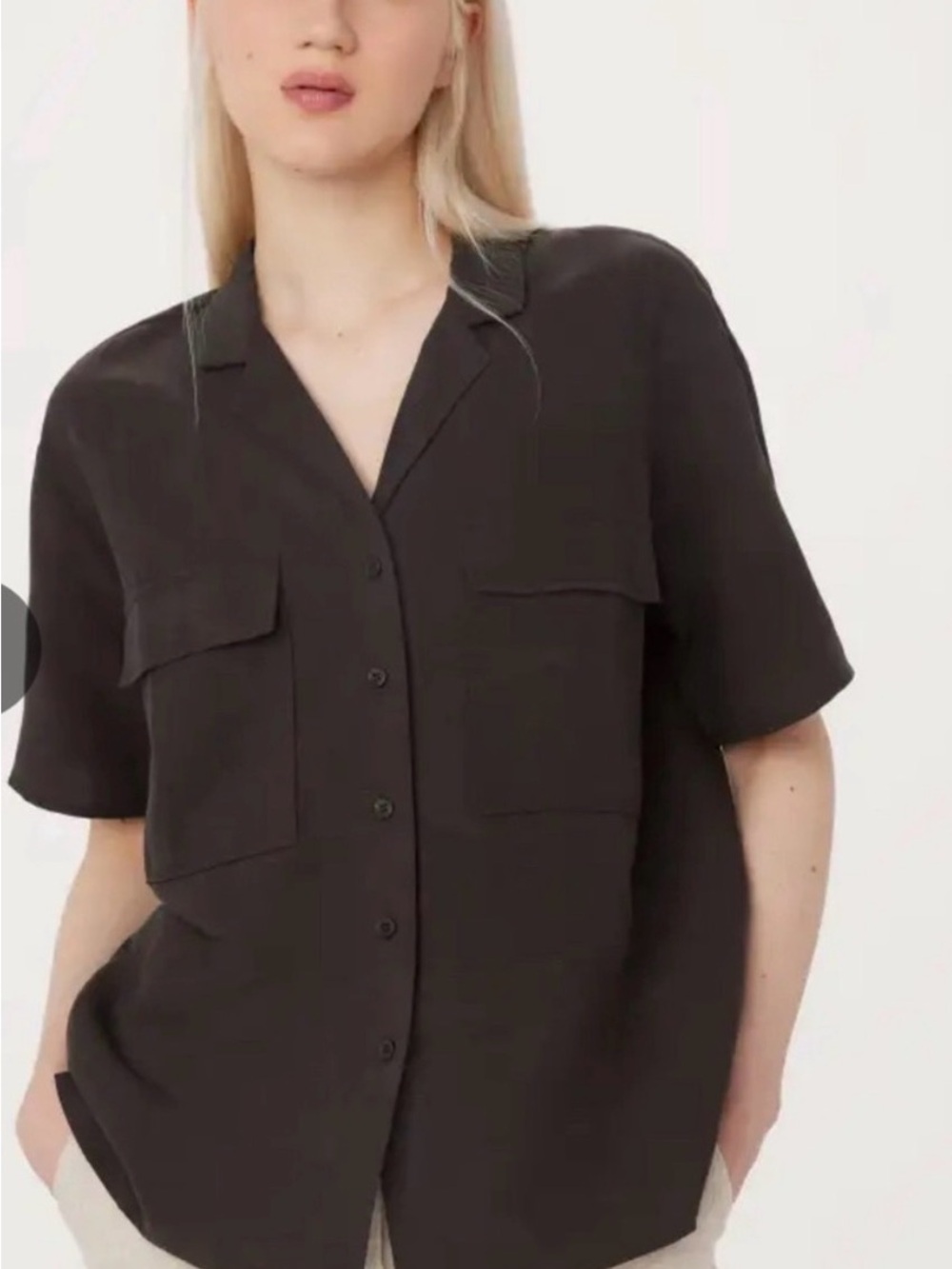 Frank and Oak camp collar relaxer brown shirt